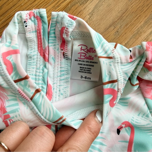 Ruffle Butts Flamingo Print Rashguard - Picture 3 of 3